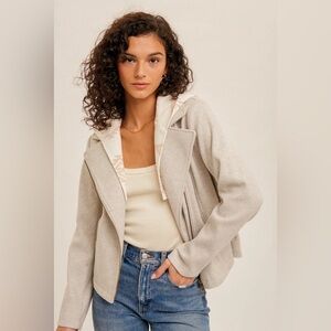 M Hem & Thread Removable Hood Women's MOTO Jacket